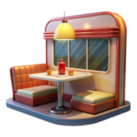 Retro Diner Booth Cozy Table Setting png