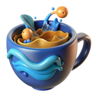 Abstract 3D Render Colorful Liquid in a Mug png