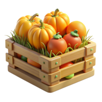 Autumn Harvest Crate Pumpkins, Oranges, and More png