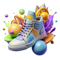 Colorful Sneaker in Abstract 3D Scene png