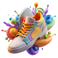 Colorful Sneakers in Abstract Paint Splash png