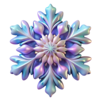 Iridescent Snowflake 3D Render of Ornate Crystal png