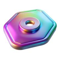 Hexagonal Shape with Central Ring Iridescent 3D Render png