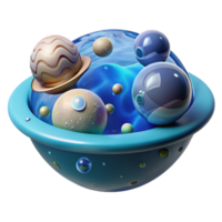 Cosmic Sphere 3D Render of Abstract Planets png