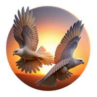 Sunset Flight Two Birds in Majestic Soaring png