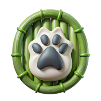 Paw Print in Bamboo Frame 3D Render png