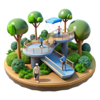 Accessible Elevated Playground Design with Ramp and Trees png