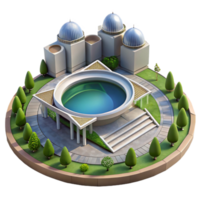 Circular Pool Complex with Domes and Landscaping png