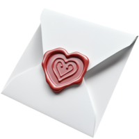 Romantic white envelope sealed with a red wax heart stamp on the flap png