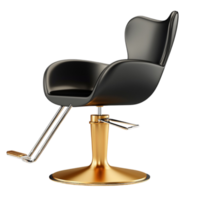 Stylish black and gold salon chair with a comfortable seat and adjustable height png