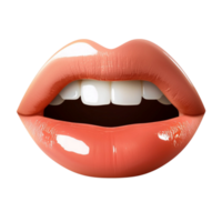 Glossy red lips slightly parted revealing white teeth in a bold and confident expression png