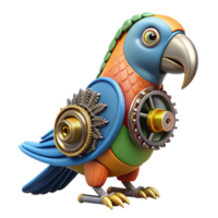 Steampunk Parrot 3D Render of Mechanical Bird png