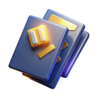 3D Render of Stacked Digital Cards with Interface Elements png