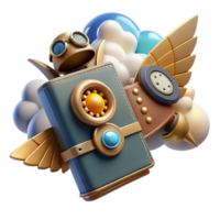 Steampunk Robot with Wings A 3D Render png