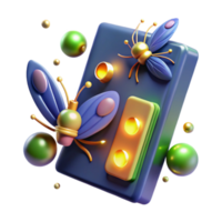 3D Render Firefly and Abstract Device png