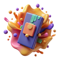 Abstract Colorful 3D Render of Geometric Shapes in Liquid png