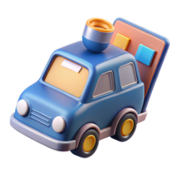 3D Render of a Blue Car with Mobile App Delivery png