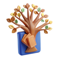 Autumn Tree with Square Objects 3D Render png