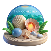 Seashell Beach Scene 3D Render of Connection png