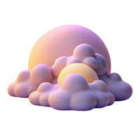 Abstract Sunset Cloudscape 3D Render of Pastel Clouds and Sun png