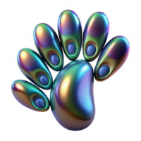 Iridescent Abstract Paw Print 3D Render png