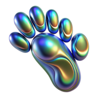 Iridescent, Abstract Paw Print 3D Render png