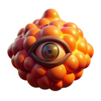3D Render of an Orange, Bumpy, Eye Creature png