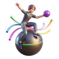 3D Animation Active Person on Sphere with Colorful Trails png