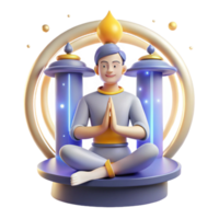 Serene 3D Render Meditative Figure in Illuminated Setting png