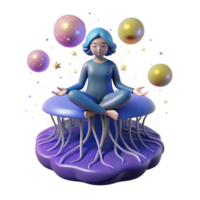 Serene Meditation 3D Render of a Yogi on a Magical Mushroom png