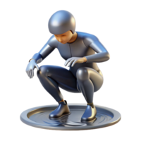 3D Render of Figure in a Crouching Pose by Water png