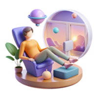 Relaxing in a Futuristic Chair with Sunset View png
