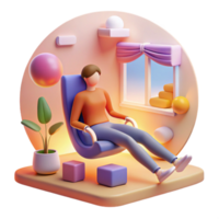 Relaxing in a Modern Chair 3D Room Scene png