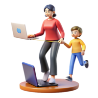 Parent Working from Home with Child png