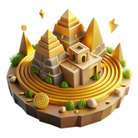 Golden Pyramids Ancient Architecture 3D Render png
