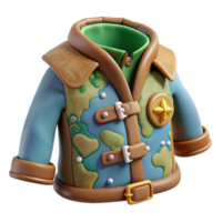 Adventure Jacket 3D Render of Cartography-Inspired Coat png