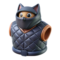 Cute Cat in Armor 3D Render of a Feline Knight png