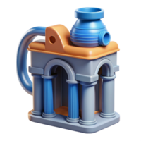 3D Render Miniature Architectural Model with Columns and Urn png