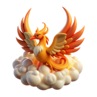 3D Render of a Mythical Firebird on Clouds png