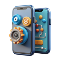 Mobile App Development Gears, UI Design, and Functionality png