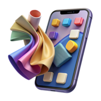 Colorful App Interface Design Mobile UI with Fabric Textures png