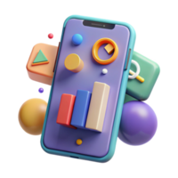 Mobile App Data Visualization Charts, Graphs 3D Design png