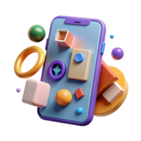 Mobile App Design Colorful 3D Shapes UI png