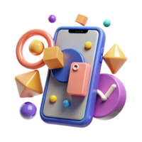 Mobile App Design 3D Shapes UI png
