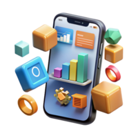 Mobile App Data Visualization 3D Charts Graphs png