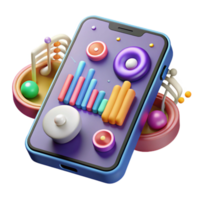 Mobile App UI Design Colorful 3D Music Visualizer png