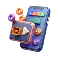 Mobile App UI Design Colorful 3D Play Buttons and Icons png