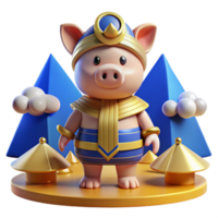 3D Render of Pig in Ancient Egyptian Attire png
