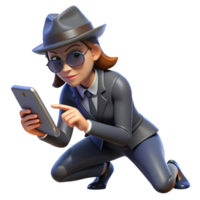 Sleuth Investigating Mobile Data A 3D Render png