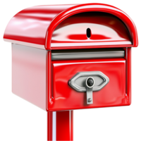 Classic red mailbox with a curved top and a small keyhole for secure mail storage and collection png